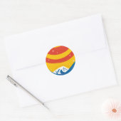 Zon, sterren en golven ronde sticker (Envelop)