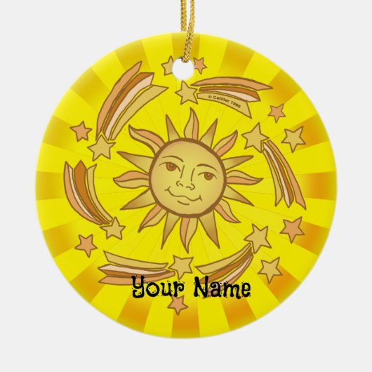 Zon Sterren Keramisch Ornament (Voorkant)