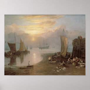 Zon stijgt door damp poster