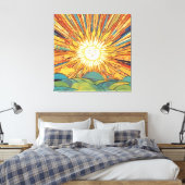 Zon stijgt over heuvels canvas afdruk (Insitu (Slaapkamer))