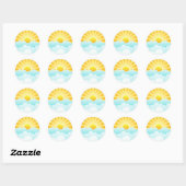 Zon stijgt over wolken ronde sticker (Vel)