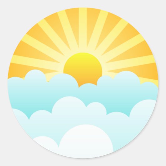 Zon stijgt over wolken ronde sticker (Voorkant)