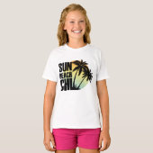 Zon, strand en koude Palm Tree Graphic T-shirt (Voorkant volledig)