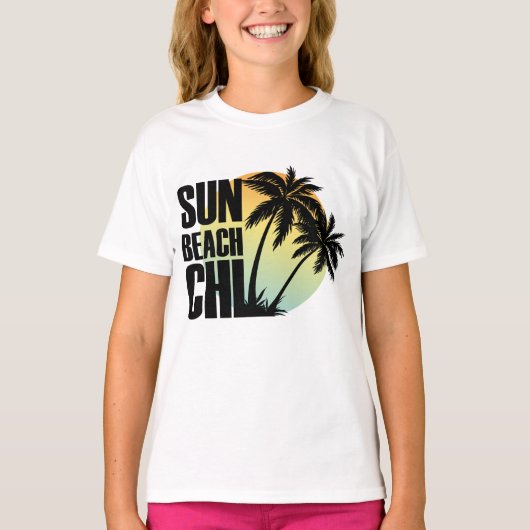 Zon, strand en koude Palm Tree Graphic T-shirt (Voorkant)