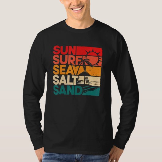 Zon Surf Zee Zout Zand  Strand Zonsondergang T-shirt (Voorkant)