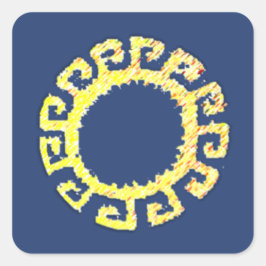 Zon tekening vierkante sticker