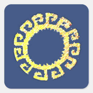Zon tekening vierkante sticker