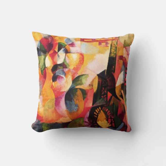 Zon, Toren, Vliegtuig, Schilderstijl Kussen (Voorkant)