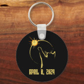 Zon Totaal Zonneverduistering 2024 April 8 Mannen  Sleutelhanger (Voorkant)