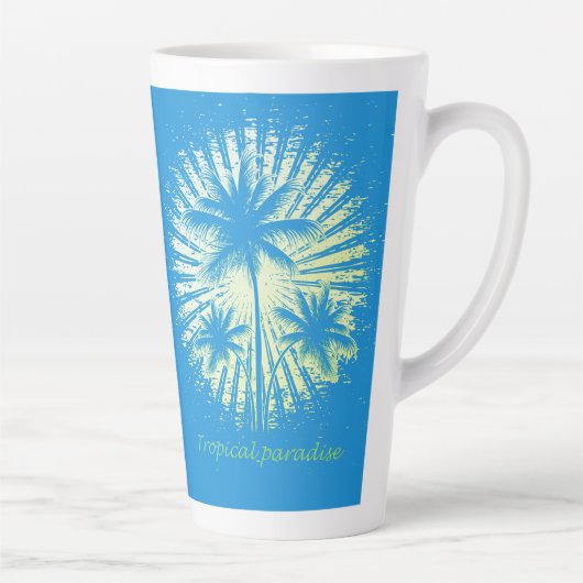 Zon tropische paradijspalmen latte mok (Rechts)