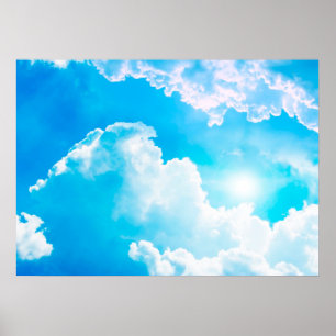 Zon tussen wolken poster