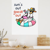 Zon Uit Gans Uit Grappige Zomer Eend Poster (Keuken)