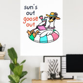 Zon Uit Gans Uit Grappige Zomer Eend Poster (Thuiskantoor)
