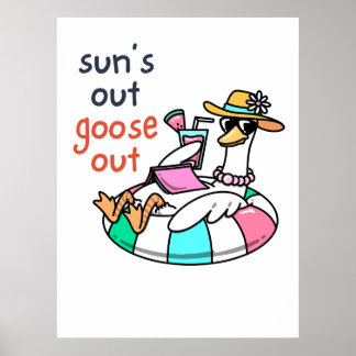 Zon Uit Gans Uit Grappige Zomer Eend Poster