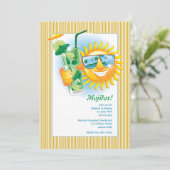 Zon-uitnodiging glimlachen kaart (Staand voorkant)