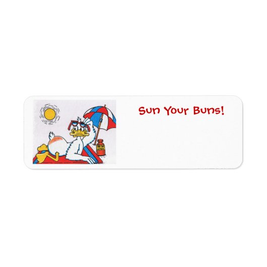 Zon Uw Buns/Vacation Humor Etiket (Voorkant)