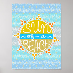 Zon van een Beach Funny Cute Pun Summer Seaside Poster