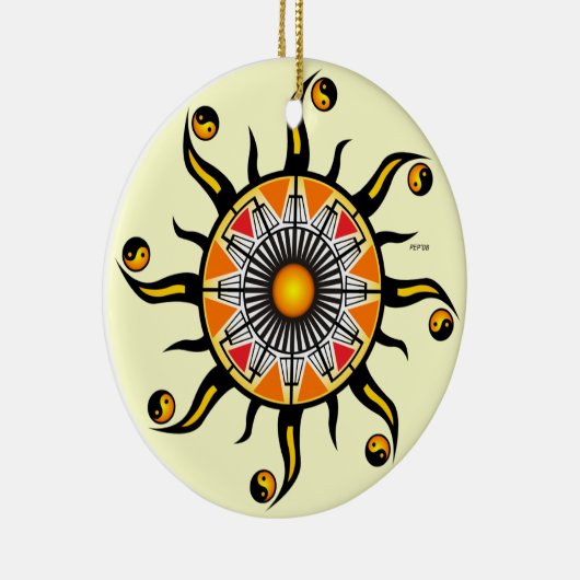 Zon van een mandje keramisch ornament (Rechts)