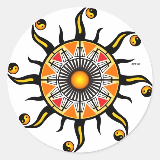 Zon van een mandje ronde sticker (Voorkant)