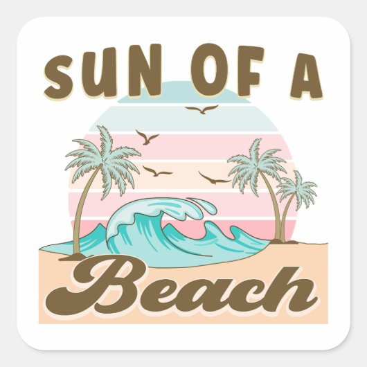 Zon van een strand vierkante sticker (Voorkant)