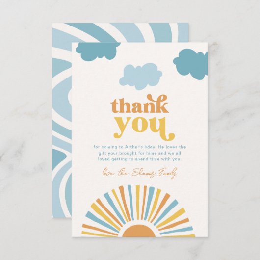 Zon Verjaardag Dank u kaarten (Voorkant / Achterkant)