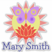 Zon, vlinder en bloem sticker (Voorkant)