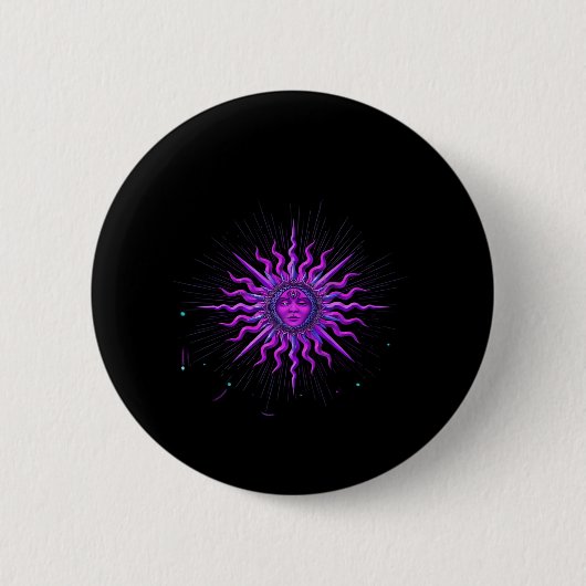 Zon - Whimsigoth Graphic Ronde Button 5,7 Cm (Voorkant)