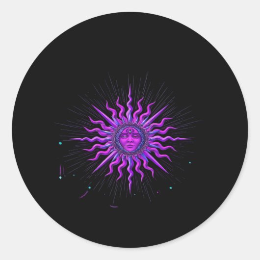 Zon - Whimsigoth Graphic Ronde Sticker (Voorkant)