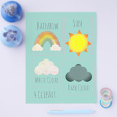 Zon Wolk Regenboog Weer School Project ClipArt  Flyer (Enkel)