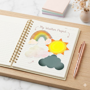 Zon Wolk Regenboog Weer School Project ClipArt  Flyer