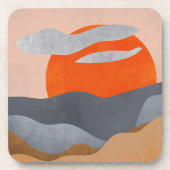 Zon, wolken en water, geverfd bier onderzetter (Voorkant)