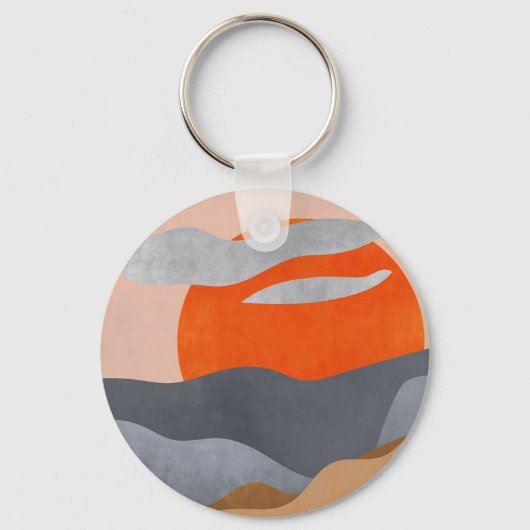 Zon, wolken en water, geverfd sleutelhanger (Voorkant)