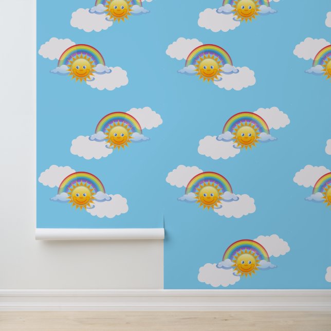 Zon, Wolken & Regenbogen Ontwerp Behang (Applicatie)