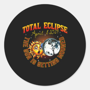 Zon wordt door Maan Totale Zonsverduistering Ronde Sticker