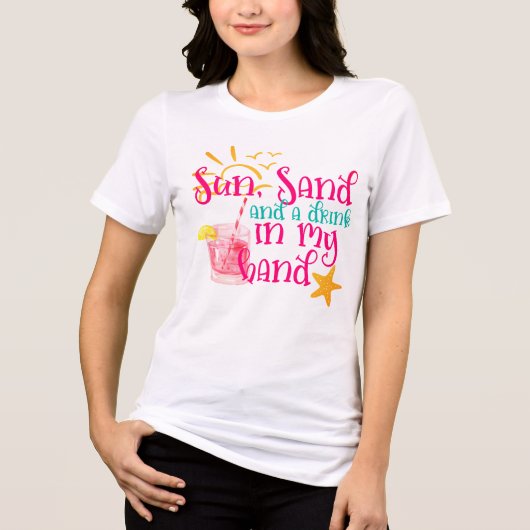 Zon Zand & Drink In Hand Zomerfeest Tri-Blend Shirt (Voorkant)