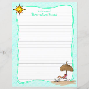 Zon, Zand en Serenity Lined Paper Sheet