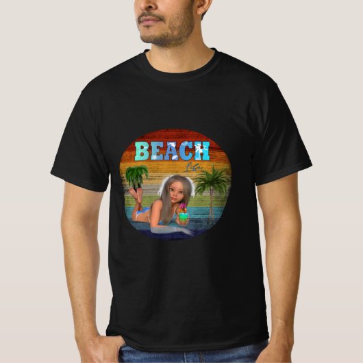  zon, zand en Surf T-shirt (Voorkant)