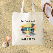 Zon, Zand en Tan Lines" Gepersonaliseerd strand Tote Bag