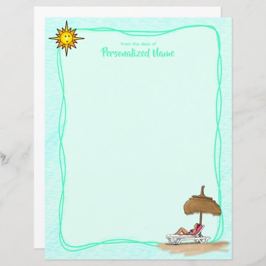 Zon, Zand & Sereniteit Ongelijnd Papieren Blad (Voorkant / Achterkant)