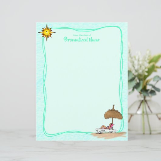 Zon, Zand & Sereniteit Ongelijnd Papieren Blad (Staand voorkant)