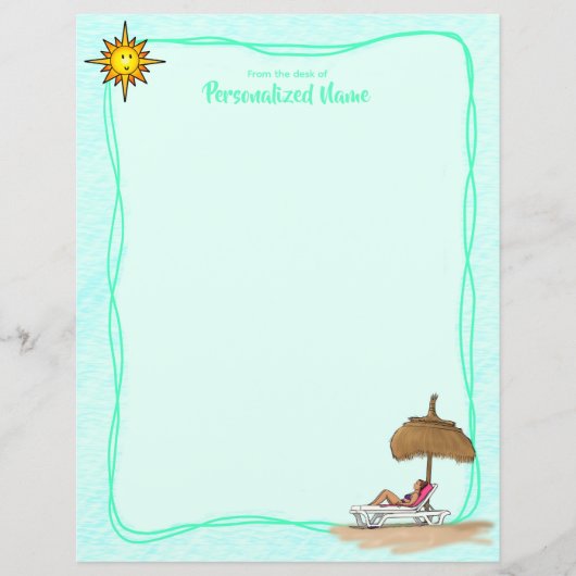 Zon, Zand & Sereniteit Ongelijnd Papieren Blad (Voorkant)