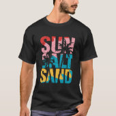 Zon Zand Strand Retro Typografie Zomer T-shirt (Voorkant)