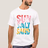 Zon Zand Strand Retro Typografie Zomer T-shirt (Voorkant)