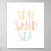 Zon Zand Zee Aquarel Strand Nursery Decor Poster (Voorkant)