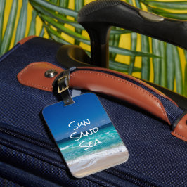 Zon Zand Zee Tropisch Strand Turquoise Water Bagagelabel