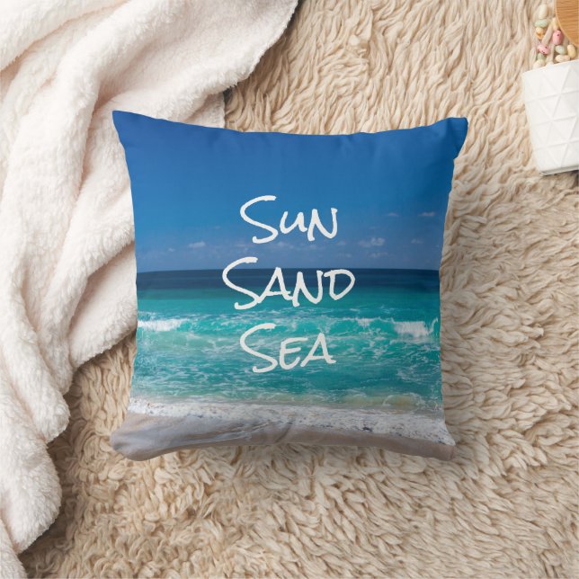 Zon Zand Zee Tropisch Strand Turquoise Water Kussen (Deken)