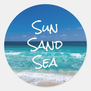 Zon Zand Zee Tropisch Strand Turquoise Water Ronde Sticker