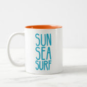Zon, Zee en Surf blauw Tweekleurige Koffiemok (Links)