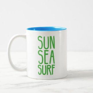 Zon, Zee en Surf GROEN Tweekleurige Koffiemok