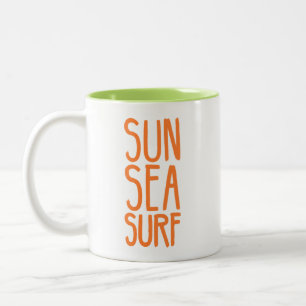 Zon, Zee en Surf Sinaasappel Tweekleurige Koffiemok
